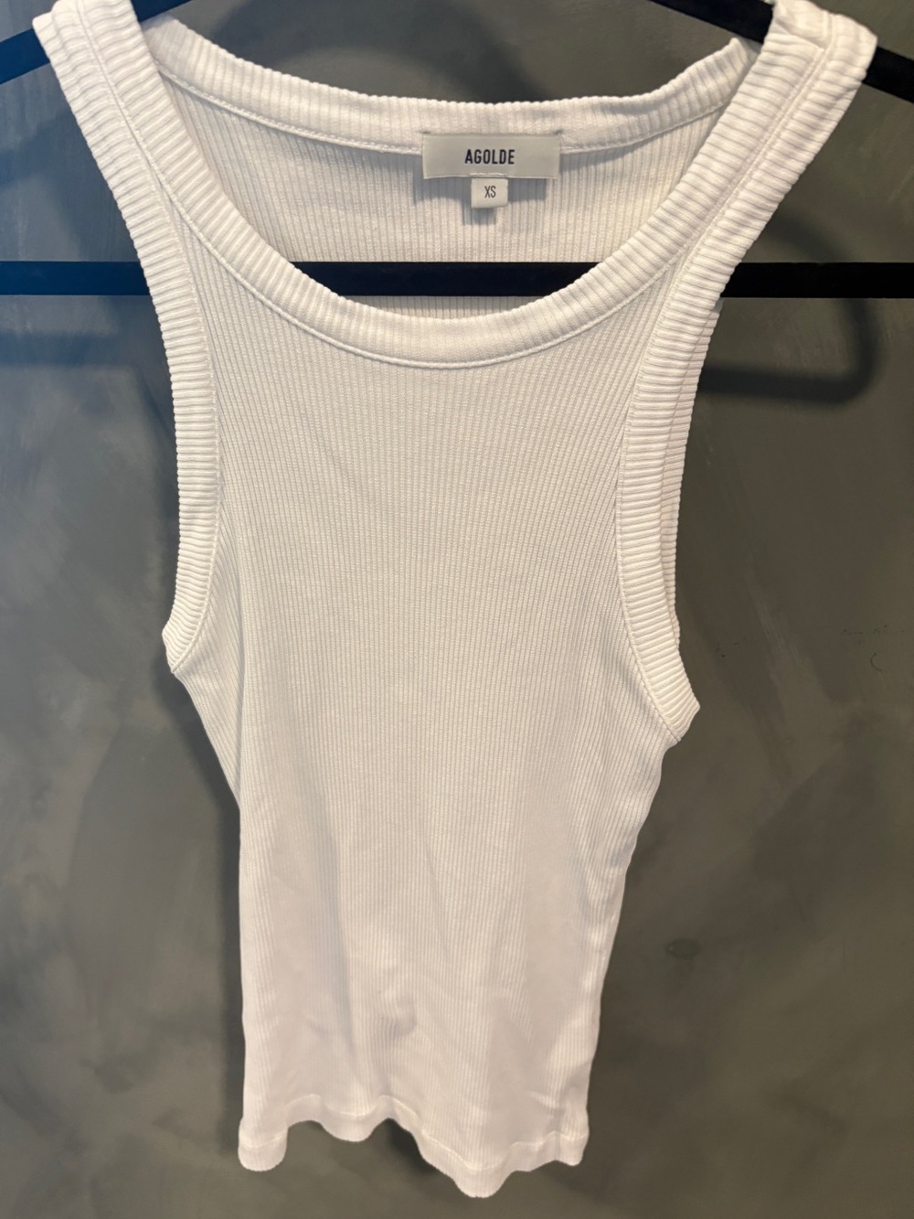 Agolde White Ribbed Racerback Tank - Picture 2 of 6